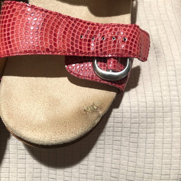 Dansko coral red leather wedge clog sandals, 8.5 - Picture 9 of 11